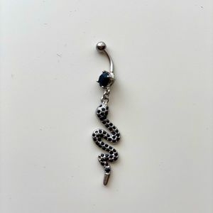 NWT! Black rhinestone, snake belly button ring